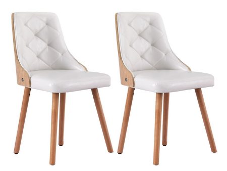 1 Set of 2 Artiss Dining Chairs White PU on Sale