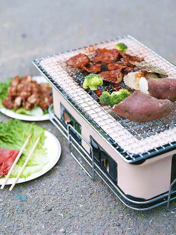 Portable Hibachi Tabletop Grill Dual Charcoal BBQ Chambers For Discount