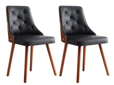 1 Set of 2 Artiss Dining Chairs Black PU Hot on Sale