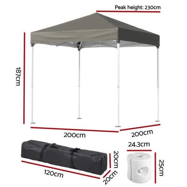 Instahut Gazebo 2x2m Outdoor Patio Garden Marquee Shade w  Base Pods Grey Online now