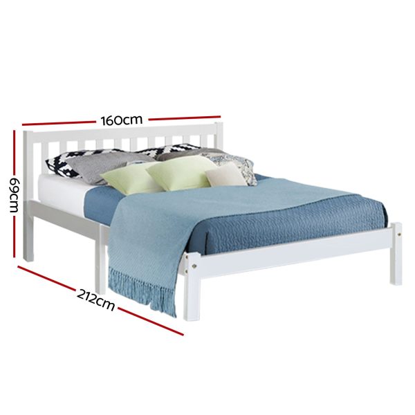 Artiss Bed Frame Queen Size Wooden White SOFIE Online now