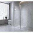 120x120cm Corner Frameless Shower Screen with Chrome Brackets and SS Hinges, Round Handle Supply