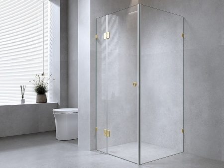 120x120cm Corner Frameless Shower Screen with Chrome Brackets and SS Hinges, Round Handle Supply