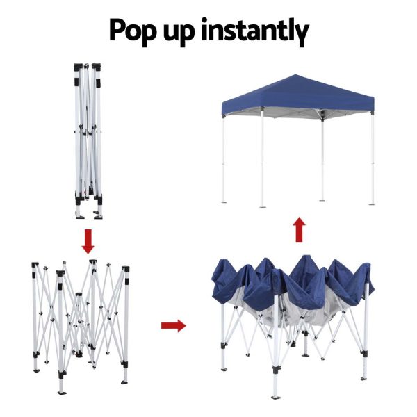 Instahut Gazebo 2x2m Outdoor Patio Garden Marquee Shade w  Base Pods Blue For Discount