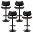 Artiss 4x Bar Stools Kitchen Dining Chairs Gas Lift Stool Wooden Leather Black For Cheap