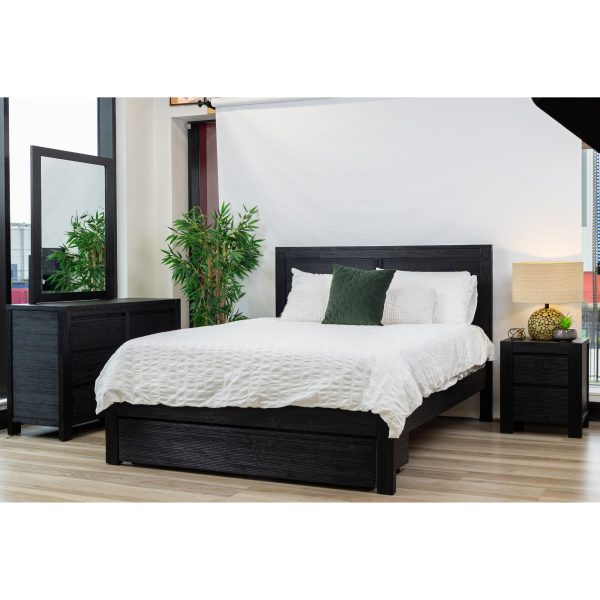 Tofino Bed Frame King Size Timber Mattress Base With Storage Drawers - Black Hot on Sale