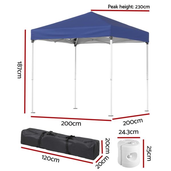 Instahut Gazebo 2x2m Outdoor Patio Garden Marquee Shade w  Base Pods Blue For Discount