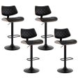 Artiss 4x Bar Stools Kitchen Dining Chairs Gas Lift Stool Wooden Leather Black For Cheap