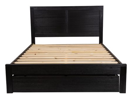 Tofino Bed Frame Queen Size Timber Mattress Base With Storage Drawers - Black Hot on Sale