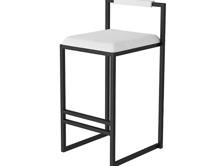 Interior Ave - La Maison Designer White Velvet Bar Stool - Set of 2 Online Sale