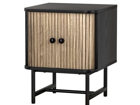 Artiss Bedside Table Side End Table Slidng Doors Storage Nightstand Black BORIS Online