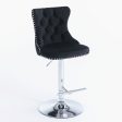 4x Height Adjustable Swivel Bar Stool Velvet Studs Barstool with Footrest and Chromed Base- Black Online