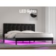 Artiss Bed Frame King Size LED Black RAVI Discount