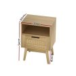 Artiss Rattan Bedside Table 1 Drawer with Shelf - REI Oak Cheap