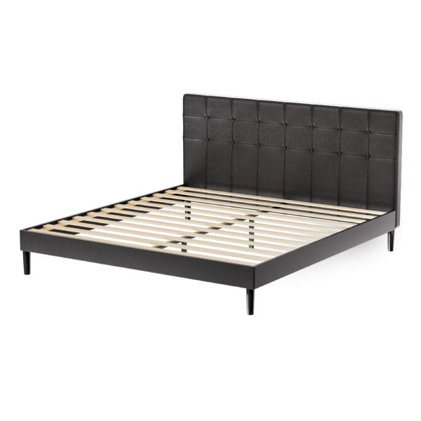 Artiss Bed Frame King Size LED Black RAVI Discount