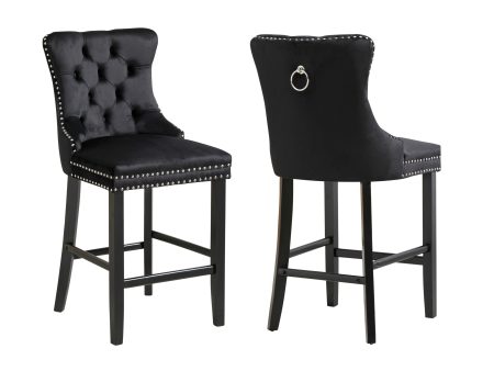 French Provincial Black Bar Stools with Footrest - Set of 2 Online Sale