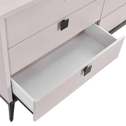 Dressing Chest With 6 Storage Drawers MDF Mirror Combination of Champagne and Black Colour Cheap