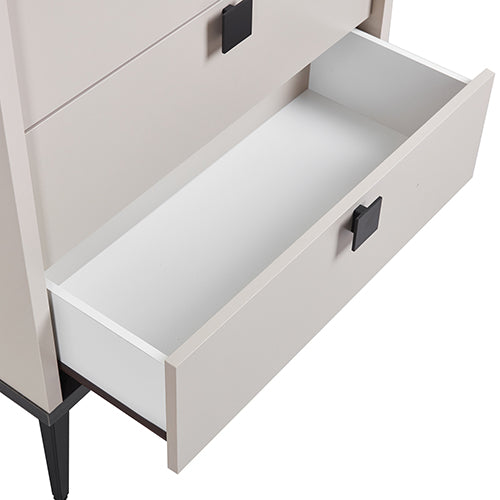 Tallboy with 5 Storage Drawers MDF Combination of Champagne and Black Colour Online Hot Sale