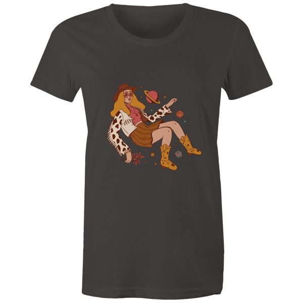 Women s Cowgirl In Space Maple Tee Online Sale