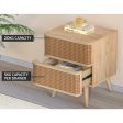 Artiss Rattan Bedside Table Drawers Side End Table Storage Nightstand Oak NORA Discount