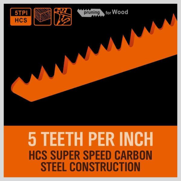 5Pc 9    240mm Reciprocating Saw Blades 5TPI Wood Timber Pruning Tool W T Case Supply