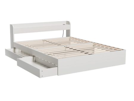 Artiss Bed Frame Double Size Mattress Base wtih Charging Ports 2 Storage Drawers Online now