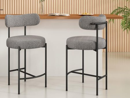 Contemporary Grey Boucle Elsa Low Bar Stools Online Sale