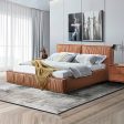 Louis Queen Bed Frame PU leather KD Slat in Wooden Legs Sale