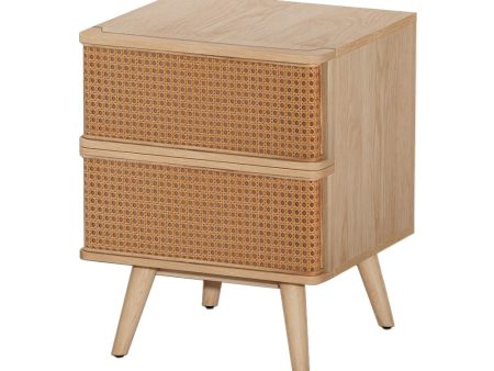 Artiss Rattan Bedside Table Drawers Side End Table Storage Nightstand Oak NORA Discount