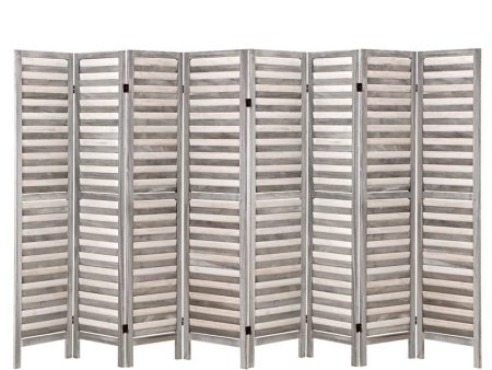 Artiss 8 Panel Room Divider Screen 326x170cm Louver Grey For Discount