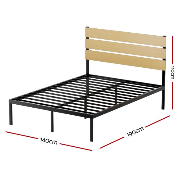 Artiss Bed Frame Double Size Metal Base Mattress Platform Foundation Black PAULA on Sale