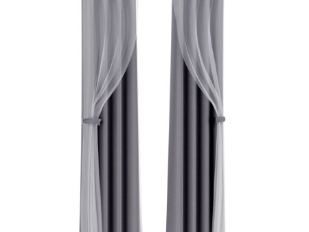 Artiss 2X 132x274cm Blockout Sheer Curtains Charcoal Supply