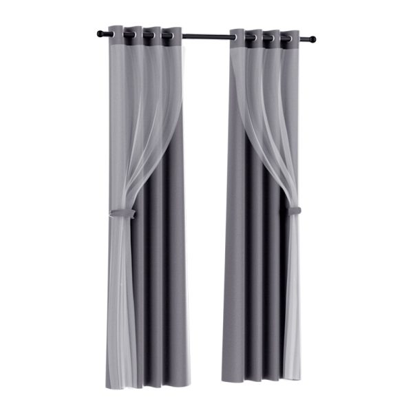 Artiss 2X 132x274cm Blockout Sheer Curtains Charcoal Supply