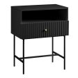 Sarantino Cecil Slender Fluted Bedside Table in Black Online Hot Sale