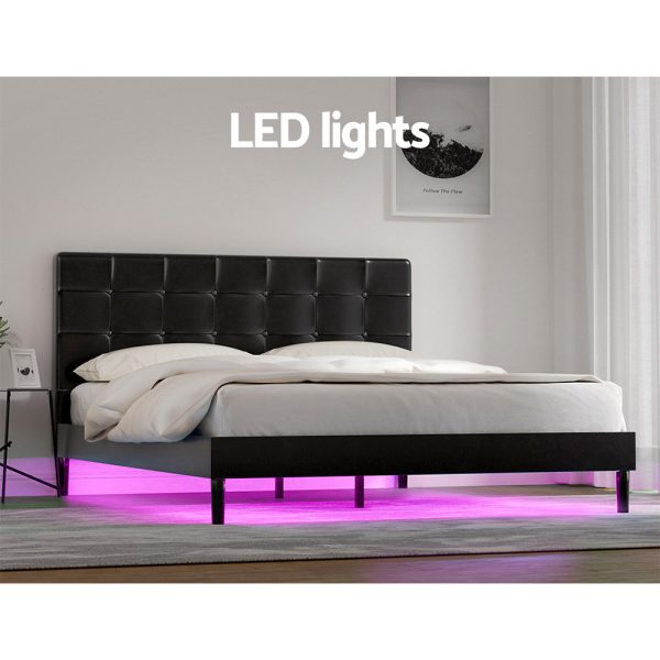 Artiss Bed Frame Queen Size LED Black RAVI Online Hot Sale