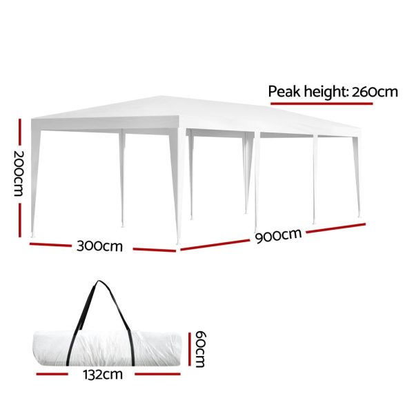 Instahut Gazebo 3x9 Wedding Party Marquee Tent Outdoor Event Camping Shade White Online Hot Sale