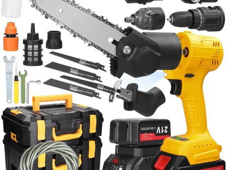 7in1 Multi-function Rechargeable Li-ion Electric Machine Set Electric Hammer Drill Chainsaw Conversion Tool Set Power Tool Kit Online Sale