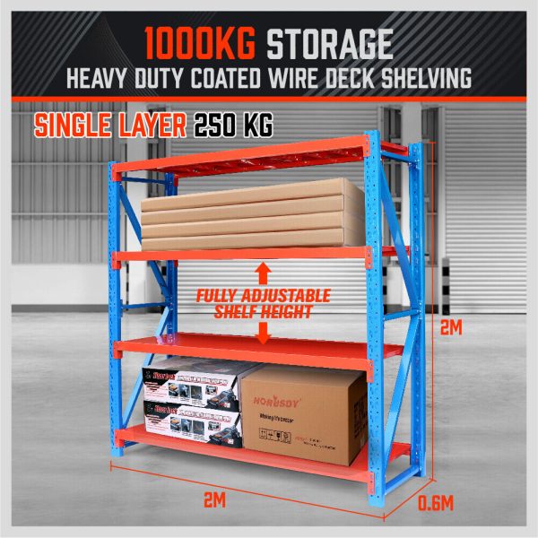 2mx2m Steel Racks Shelves Garage Storage Warehouse Tyre Shelving 1000 Capacity on Sale