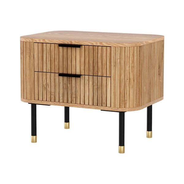 Artiss Bedside Table 2 Drawers Paulownia Wood Pine For Sale