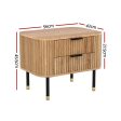 Artiss Bedside Table 2 Drawers Paulownia Wood Pine For Sale