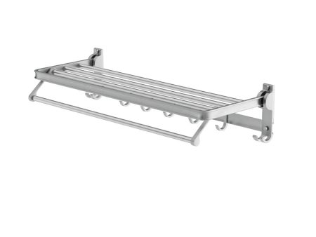 Towel Rail Rack Holder 4 Bars Wall Mounted Aluminium Foldable Hanging Hook Discount