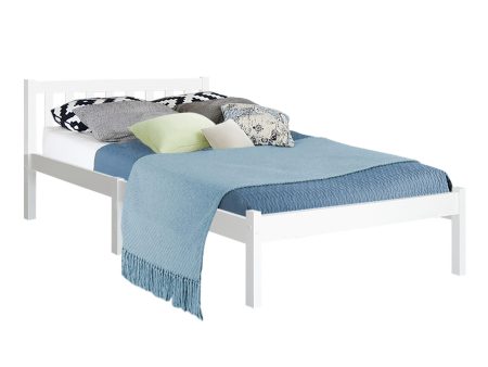 Artiss Bed Frame King Single Size Wooden White SOFIE on Sale