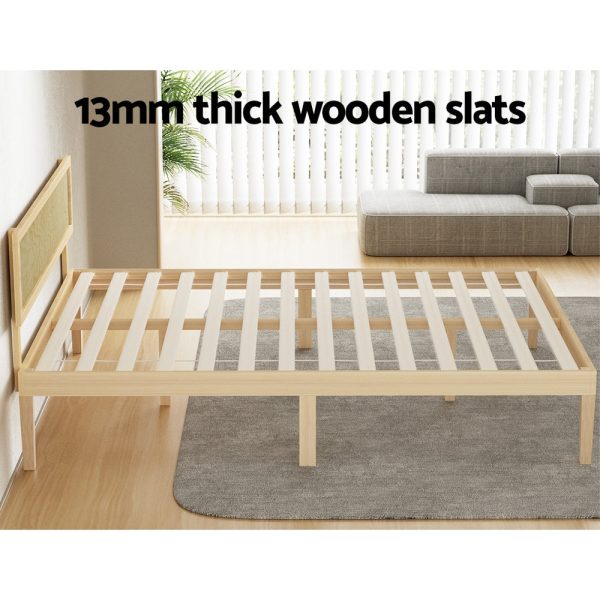 Artiss Bed Frame Queen Size Wooden Base Mattress Platform Timber Pine YUMI Sale