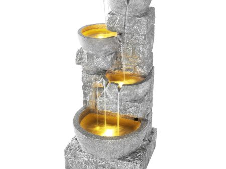 Gardeon Solar Fountain Water Feature Outdoor LED Lights Gray Discount