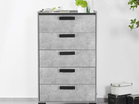 Dressing Chest With 6 Storage Drawers MDF Mirror Combination of Black & Cement Colour Online