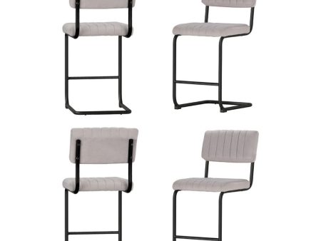 Artiss 4x Bar Stools Velvet Chairs Grey Online