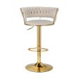 Artiss 2x Bar Stools Gas Lift Velvet Woven Backrest Ivory Online now