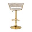 Artiss Bar Stools Gas Lift Velvet Woven Backrest Ivory Discount