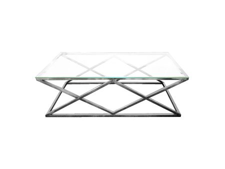 Alsea Coffee Table Silver Base - Clear Glass Online