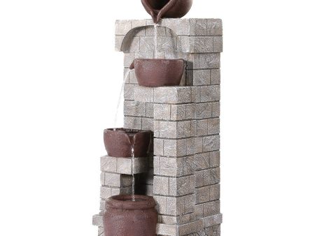 Gardeon Solar Fountain Water Feature  Pot Outdoor Indoor 4-Tier Cascading Brown Fashion